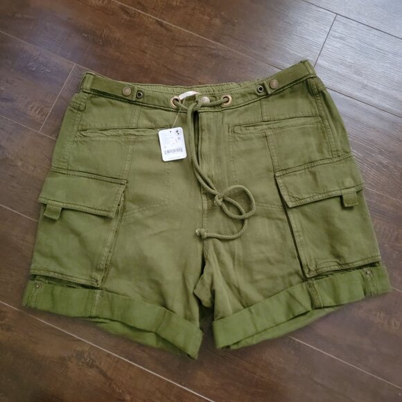 Free People Frankie Washed Shorts Womens M Cargo Casual Boho Utility Army Green - Picture 2 of 8